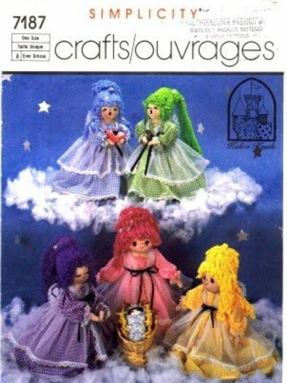 Simplicity 7187 Sewing Pattern Gingham Angels Sculptured Dolls